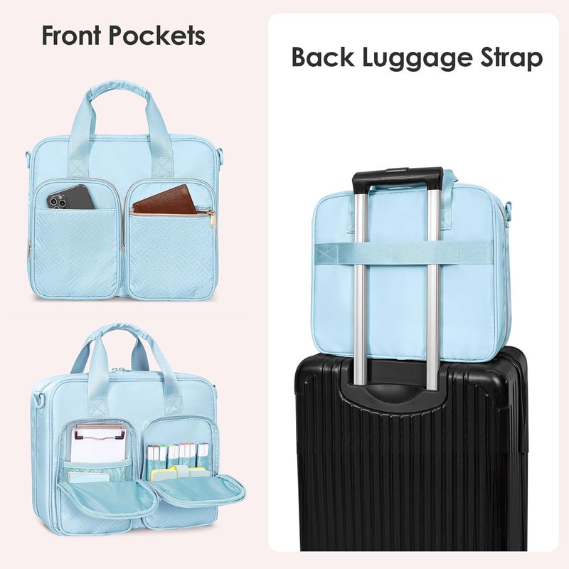 Prokva 3 Ring Zipper Binder, 2 Inch Ring Binder Organizer Bag with Shoulder Strap Fits 13 Inch Laptop and 500 Sheets, Blue(Empty Bag Only) - Image 4